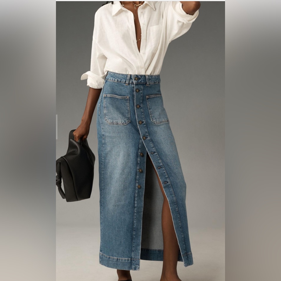 Anthropologie Pilcro Button Down Denim Skirt Only Worn Once! Size 6